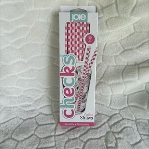 Joie Pink Checkered Reusable Straws - Pack of 30